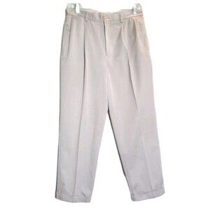 Nautica Men Beige Pleated Cuffed Chino Pants 34 X 30